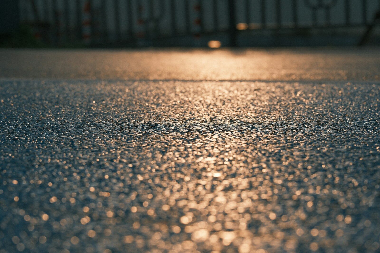 Freshly sealcoated asphalt surface